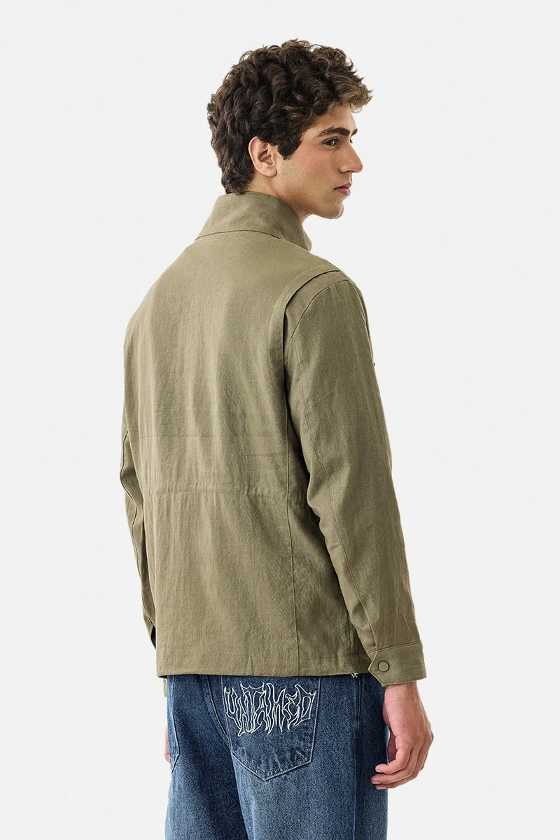سنيتش Linen Blend Snap Button Jacket